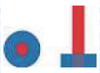 図２　1mm 径の青色 スポットが0.3 mm径の赤外スポットの中心に重ね合わされる。
